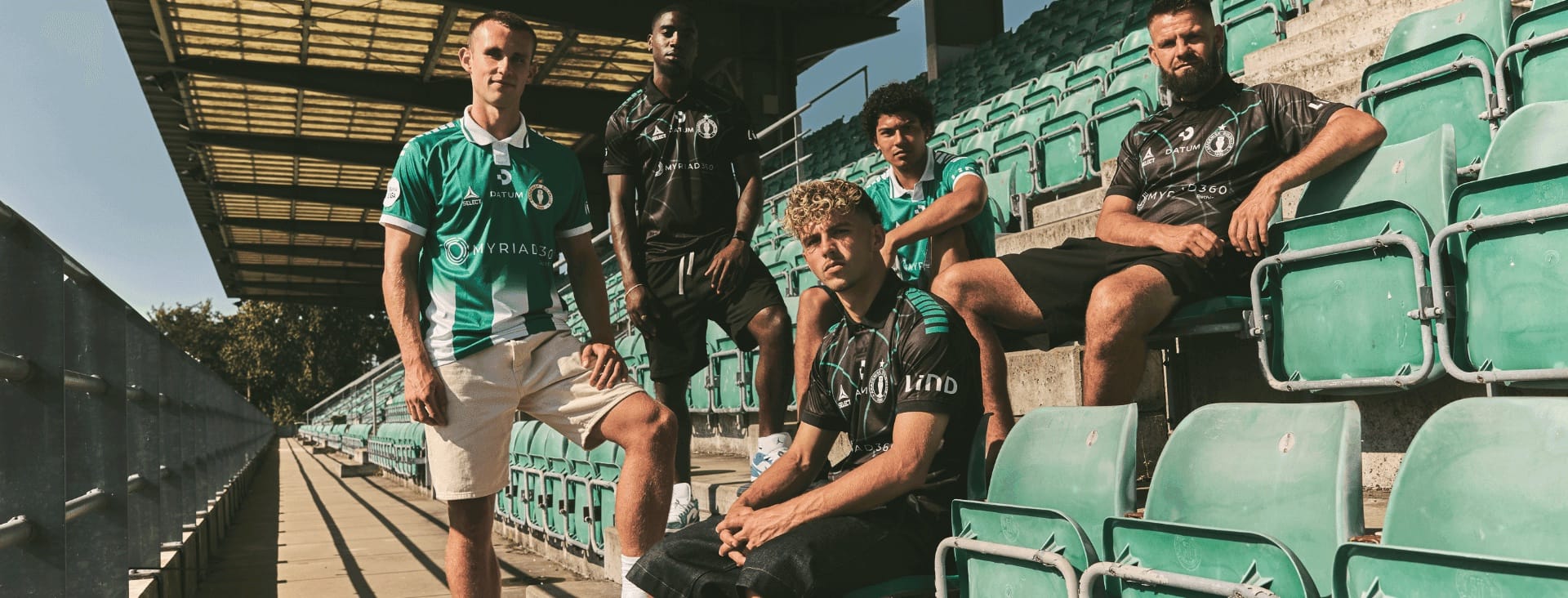 AB players in the stands wearing the new away kits